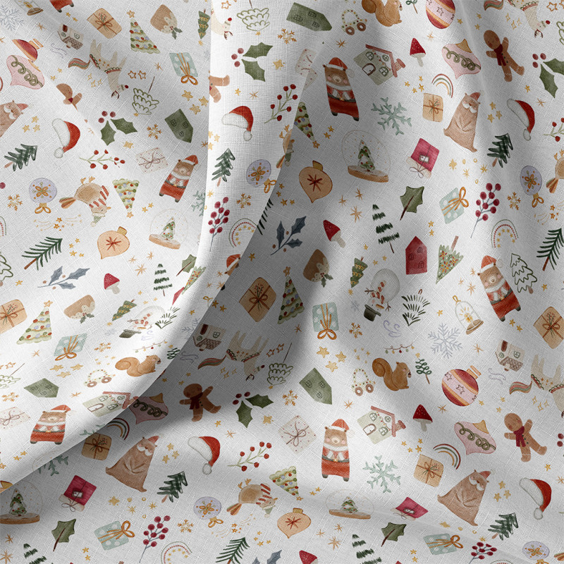 Printed Cotton VISBY White / Red